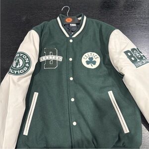 NBA Boston Celtics Green and Cream Varsity Jacket